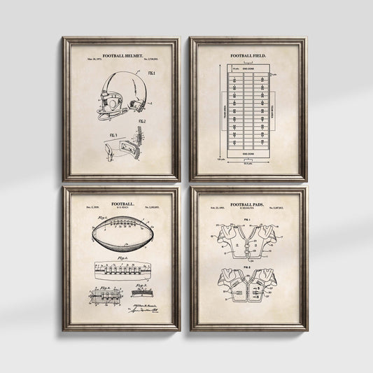 Football Patent Wall Art - Set of 4 Ready to Frame Prints