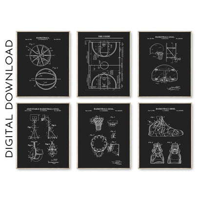 Basketball Patent Print Wall Art - Set of 6 - PRINTABLE DIGITAL DOWNLOAD