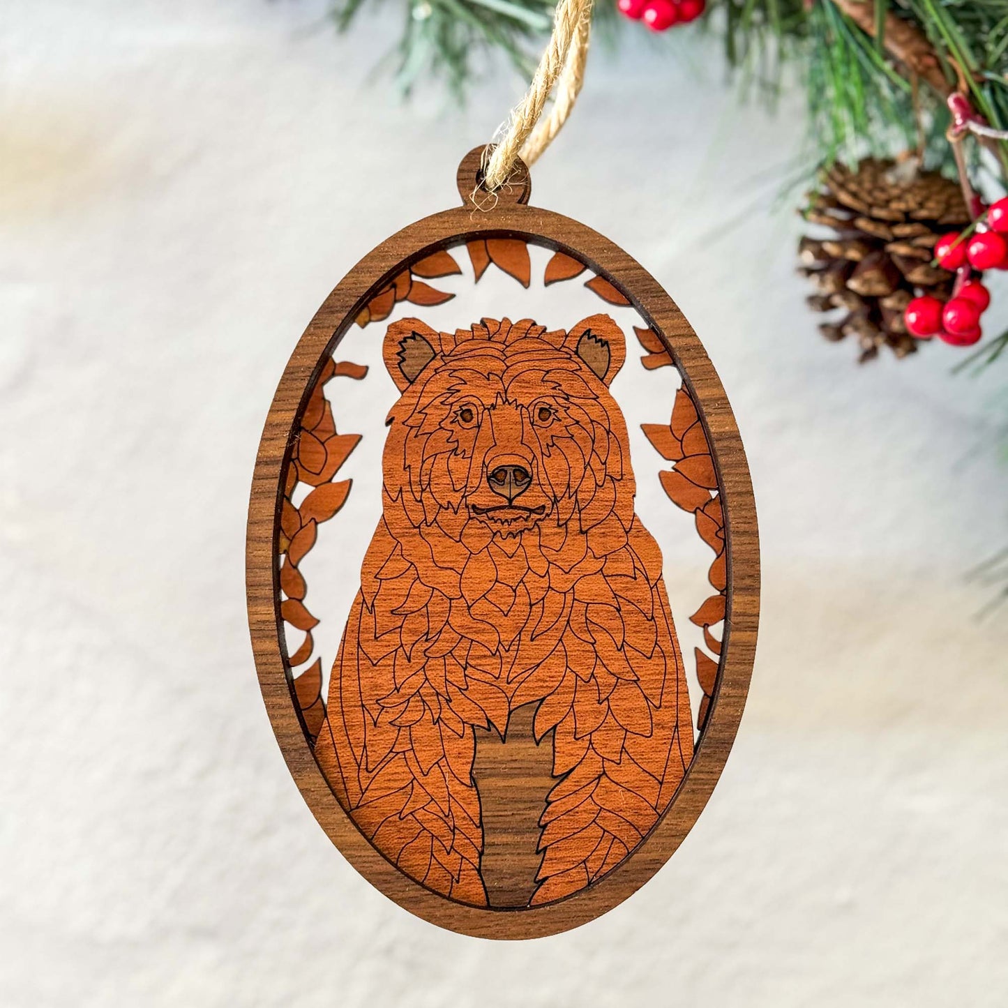 Bear Wood Ornament  - Handcrafted Christmas Décor