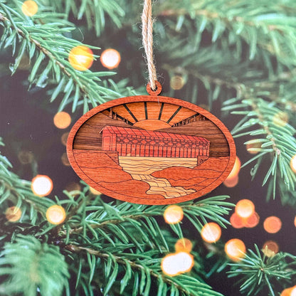 Wood Covered Bridge Ornament - Handcrafted Christmas Décor