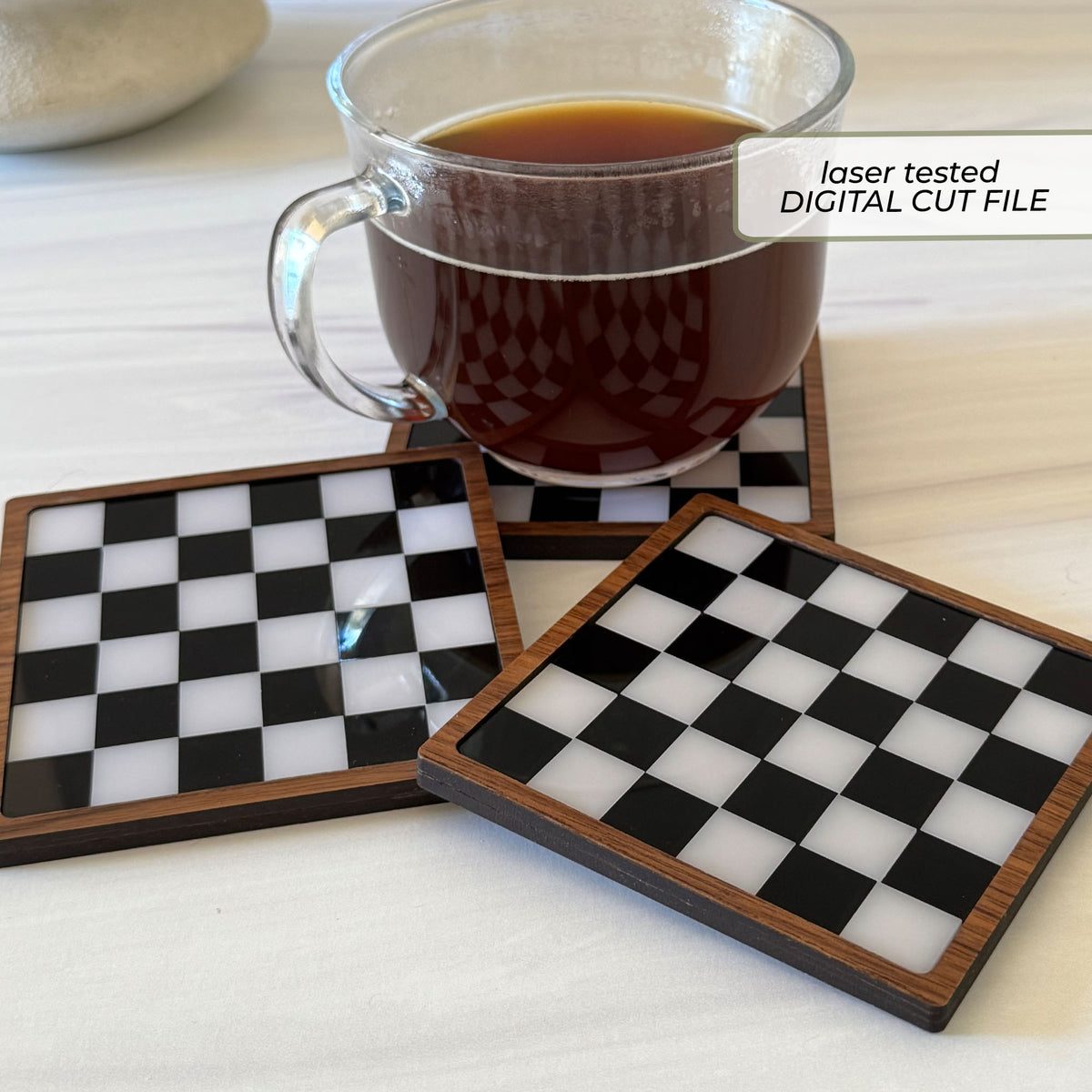 Checkerboard Coaster SVG | Layered Laser Cut File