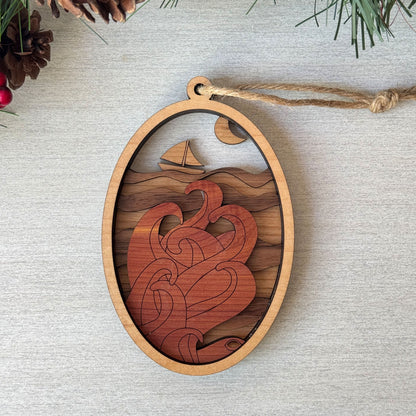 Wood Octopus Ornament | Handcrafted Coastal Christmas Décor
