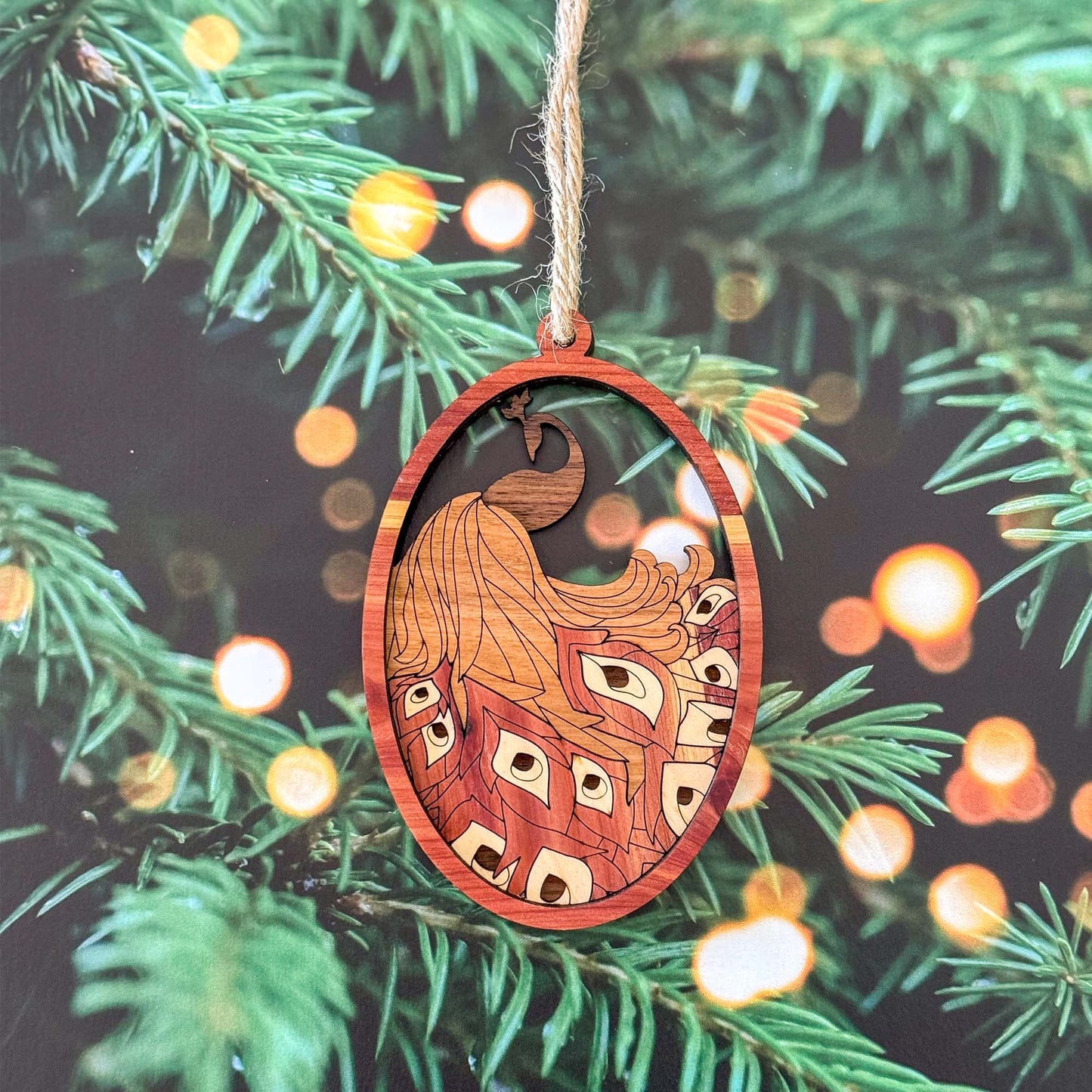 Peacock Wood Ornament – Handcrafted Intricate Artisan Design