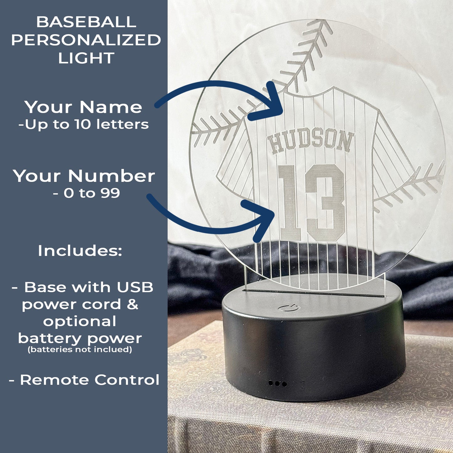 Personalized Baseball Jersey LED Light