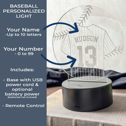 Personalized Baseball Jersey LED Light
