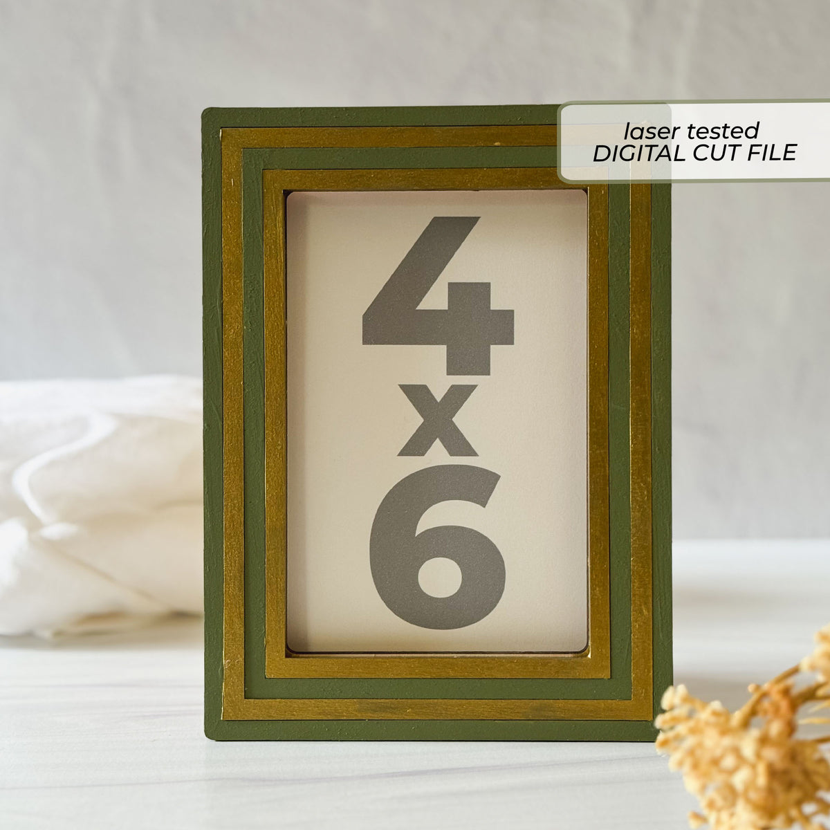 Striped Photo Frame Laser Cut File | 4x6 Photo Frame Laser SVG