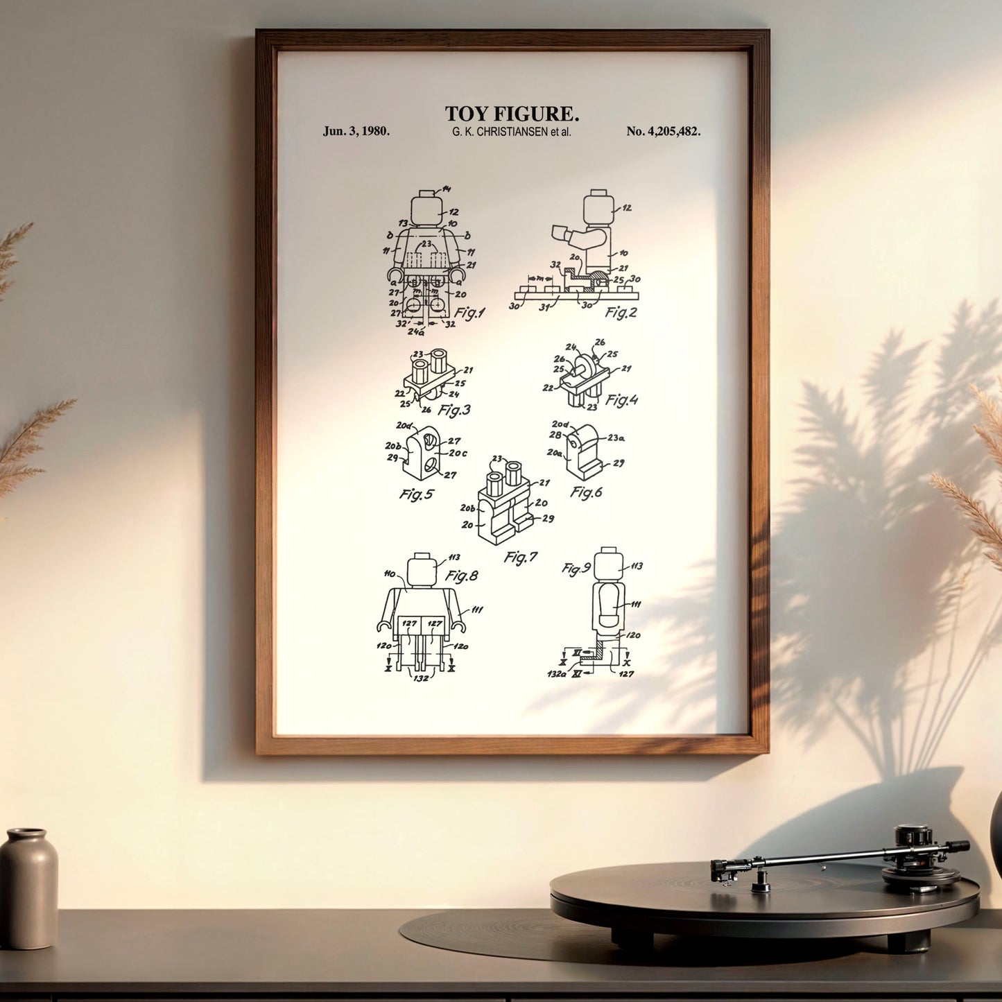 Mini Toy Brick Figure Patent Wall Art - Vintage Toy Brick Decor - Ready to Frame Print