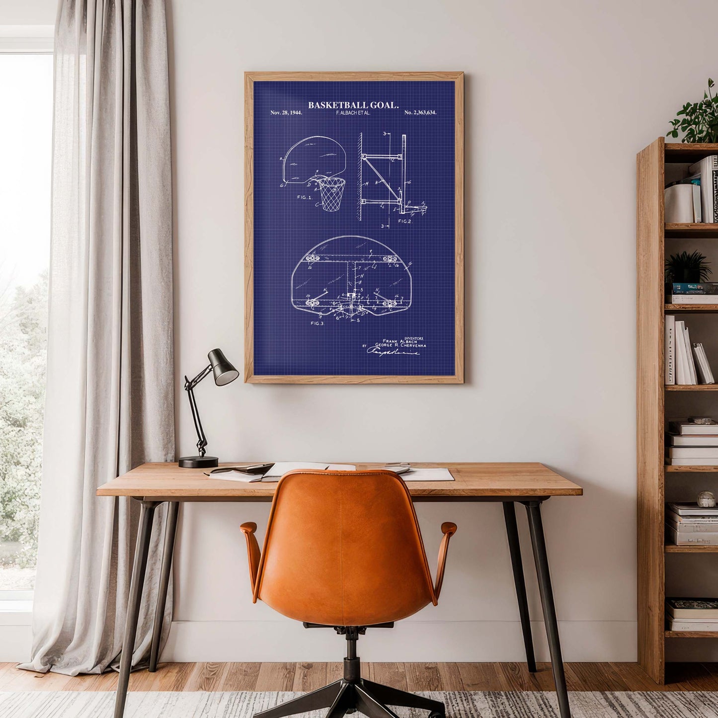 Basketball Goal Wall Art - Retro Basketball Patent - Ready to Frame Print