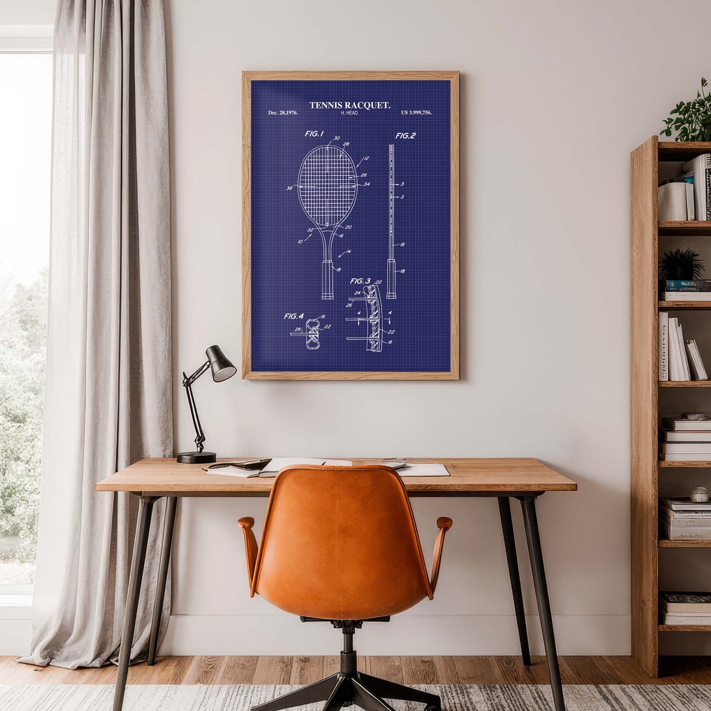 Tennis Racquet Patent Wall Art Print - Ready to Frame Sports Office Decor