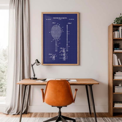 Tennis Racquet Patent Wall Art Print - Ready to Frame Sports Office Decor