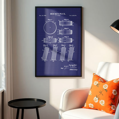 Hockey Puck Patent Wall Art  - Ready to Frame Print