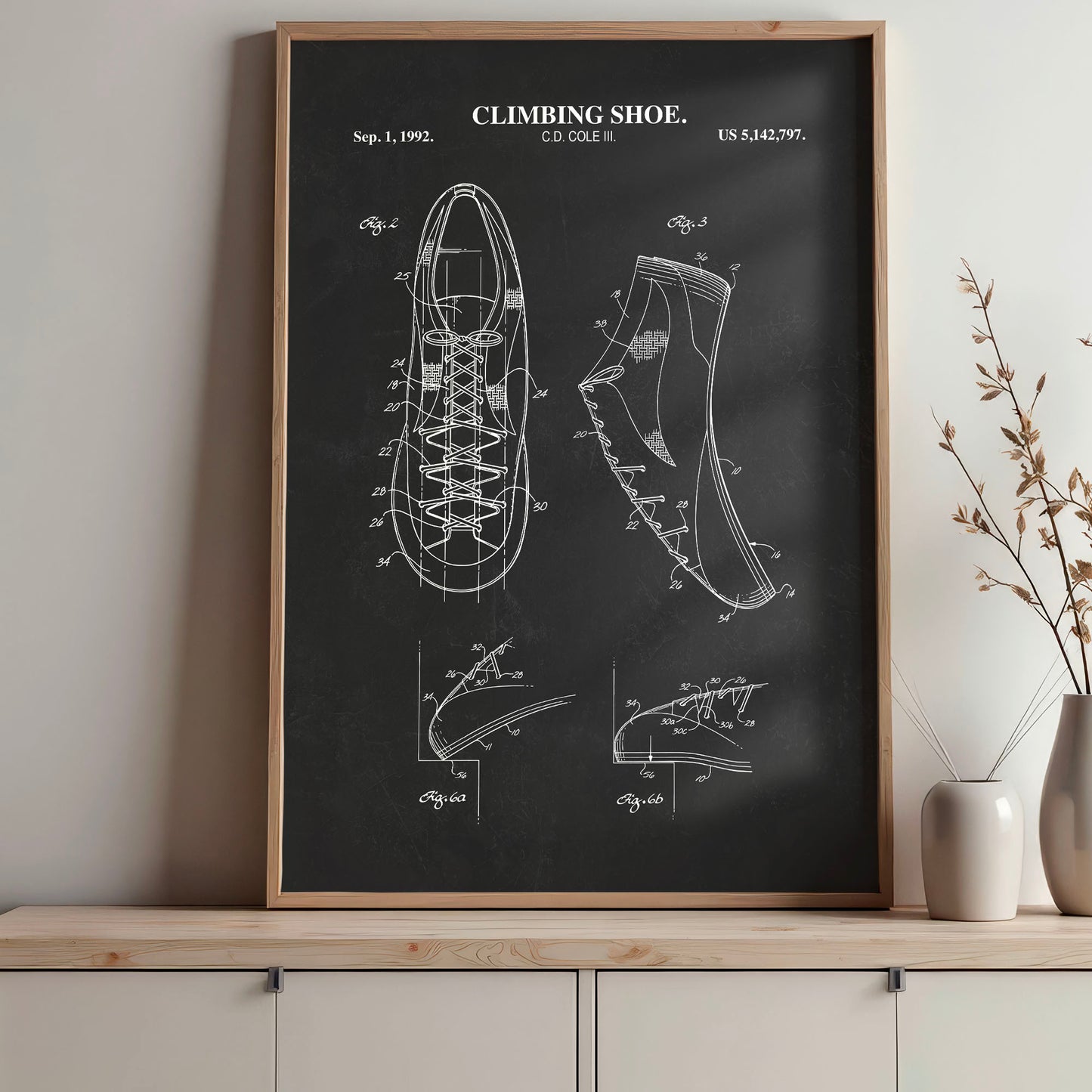 Climbing Shoe Patent Wall Art - Ready to Frame Print