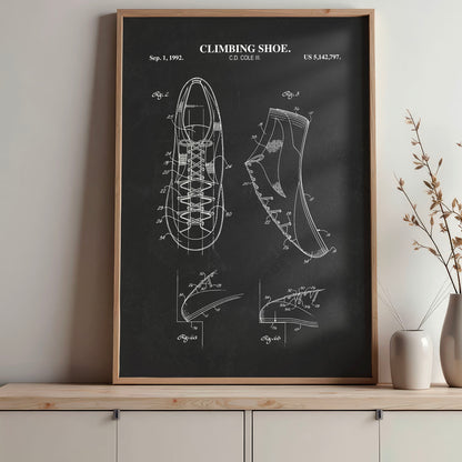 Climbing Shoe Patent Wall Art - Ready to Frame Print
