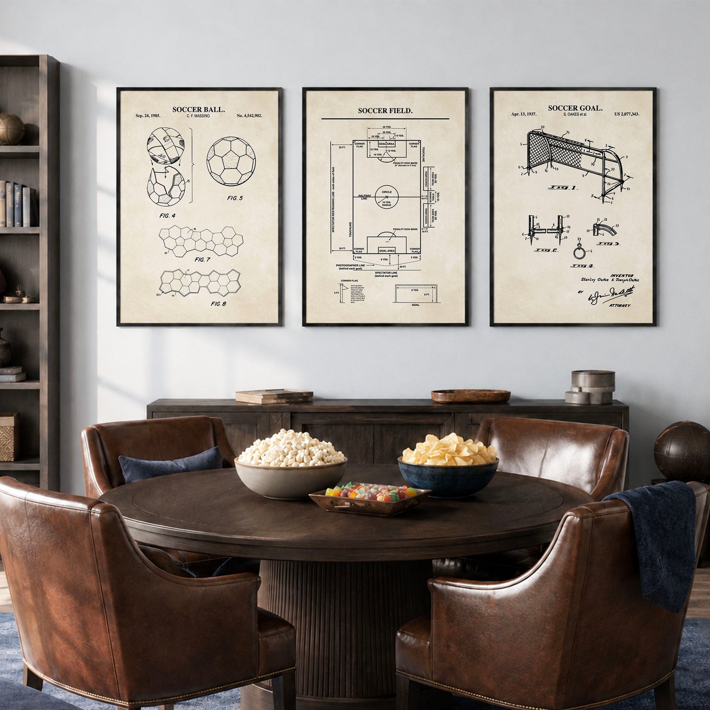 Soccer Wall Art Set - Ball, Field, Goal - Ready to Frame Prints