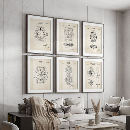 Watch Patent Wall Art - Set of 6 - PRINTABLE DIGITAL DOWNLOAD