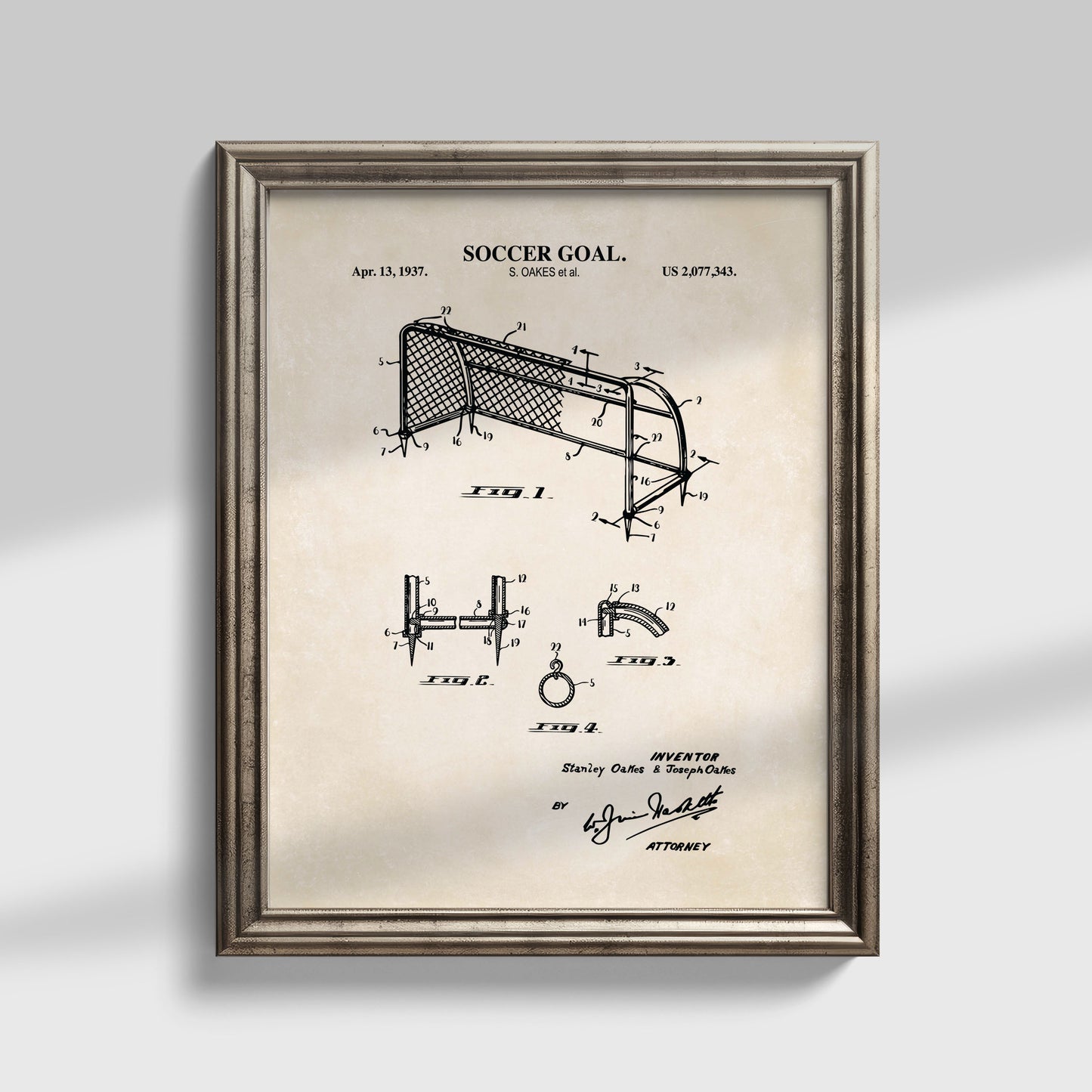 Soccer Goal Patent Wall Art - Ready to Frame Print