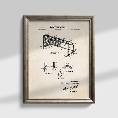 Soccer Goal Patent Wall Art - Ready to Frame Print