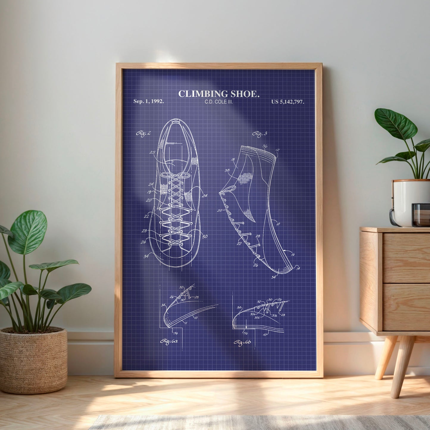 Climbing Shoe Patent Wall Art - Ready to Frame Print