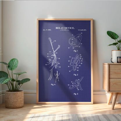 Belay Device Patent Wall Art - Ready to Frame Print