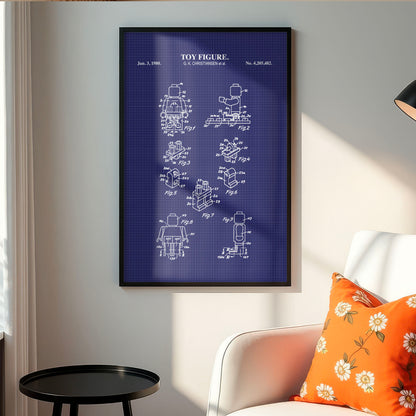 Mini Toy Brick Figure Patent Wall Art - Vintage Toy Brick Decor - Ready to Frame Print