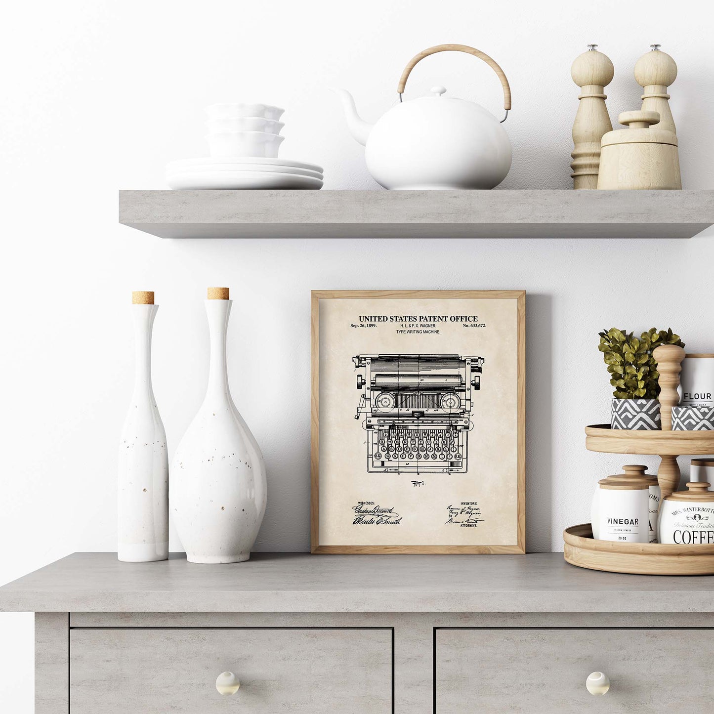 Typewriter Wall Art - Antique Typewriter Patent Print Poster - PRINTABLE DIGITAL DOWNLOAD