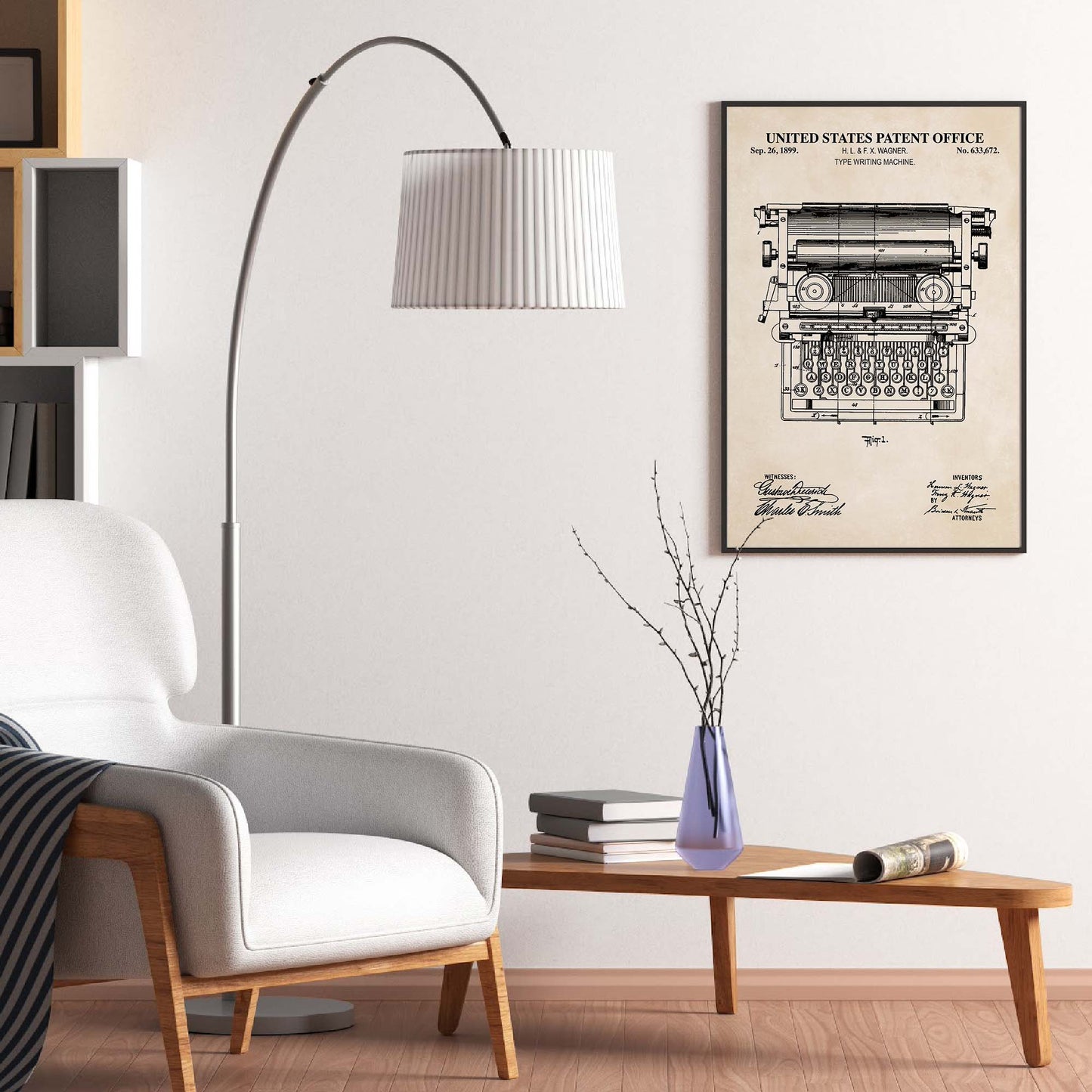 Typewriter Wall Art - Antique Typewriter Patent Print Poster - PRINTABLE DIGITAL DOWNLOAD