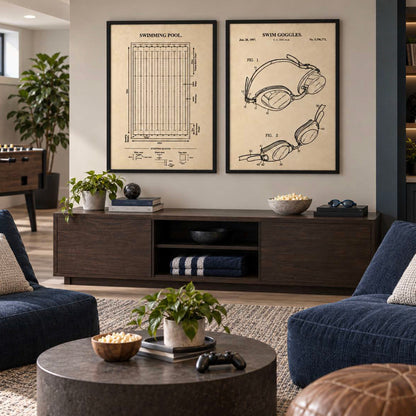 Swimming Wall Art Set - Swim Goggles & Pool- Ready to Frame Prints