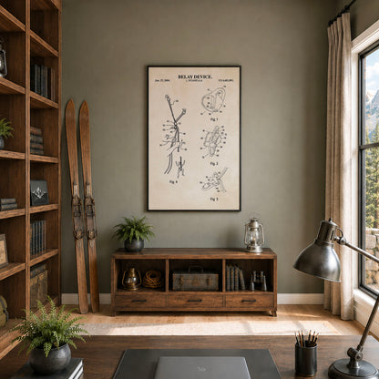 Belay Device Patent Wall Art - Ready to Frame Print