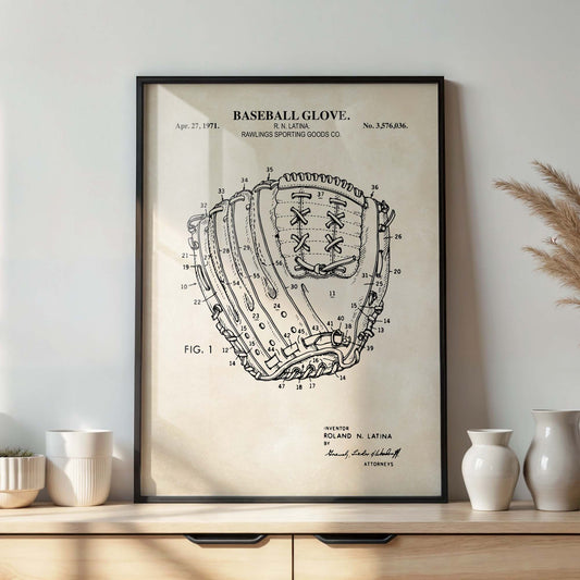 Baseball Glove Patent Wall Art - PRINTABLE DIGITAL DOWNLOAD
