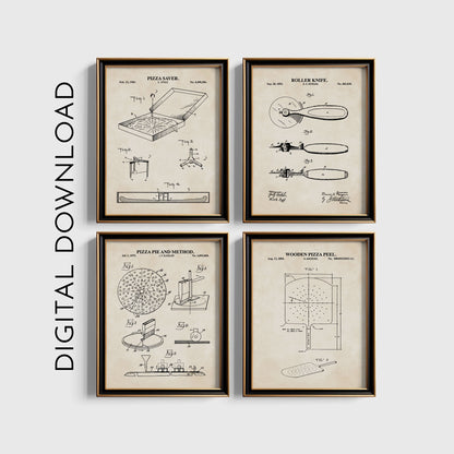 Pizza Patent Print Wall Art - Set of 4 - DIGITAL DOWNLOAD