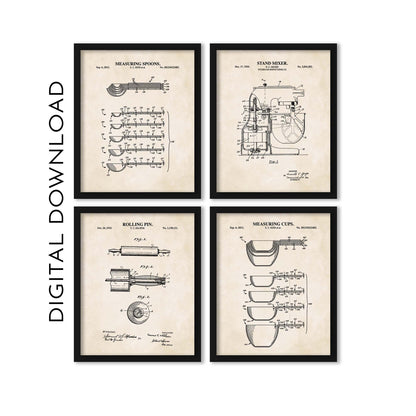 Baking Kitchen Patent Wall Art Set - PRINTABLE DIGITAL DOWNLOAD