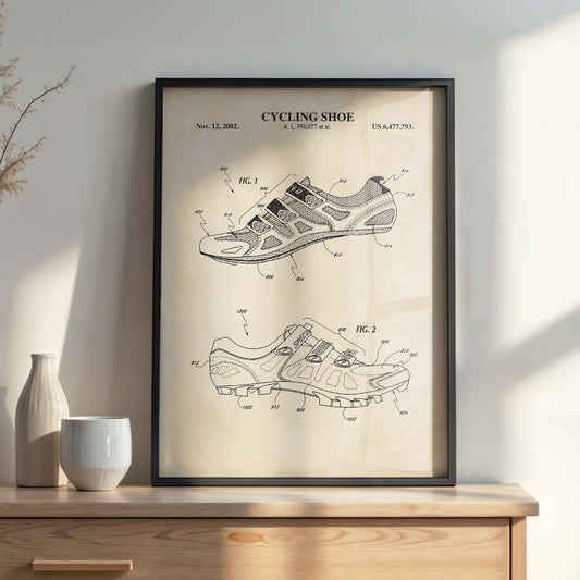 Cycling Shoe Patent Art Print  - PRINTABLE DIGITAL DOWNLOAD