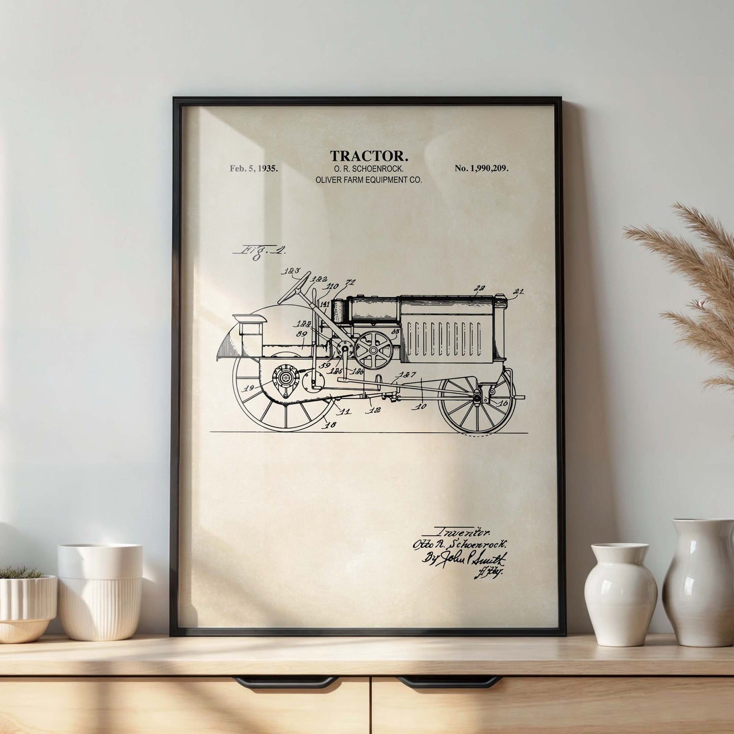 Tractor Wall Art - 1935 Tractor Patent Art - PRINTABLE DIGITAL DOWNLOAD