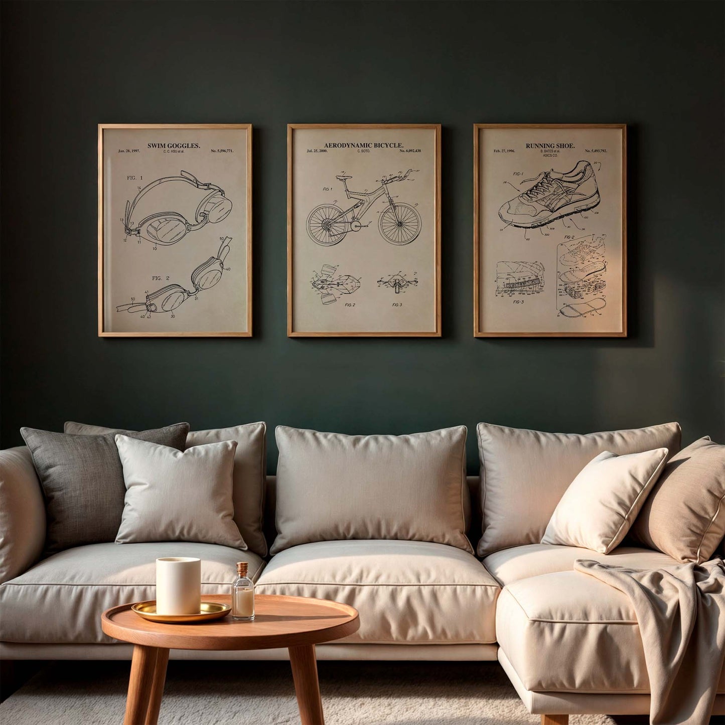 Triathlon Patent Print Wall Art - Set of 3 PRINTABLE DIGITAL DOWNLOAD