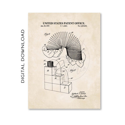 Nostalgic Spring Toy Patent Wall Art  - PRINTABLE DIGITAL DOWNLOAD
