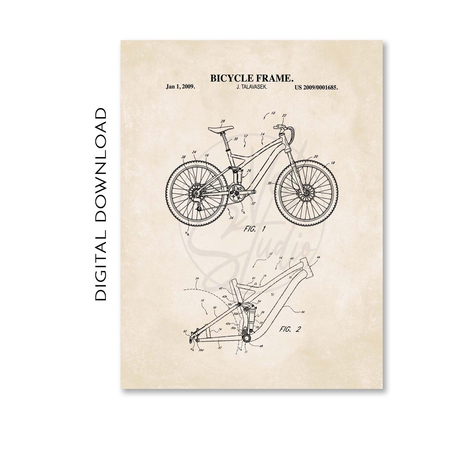 Mountain Bike Wall Art Print  - PRINTABLE DIGITAL DOWNLOAD