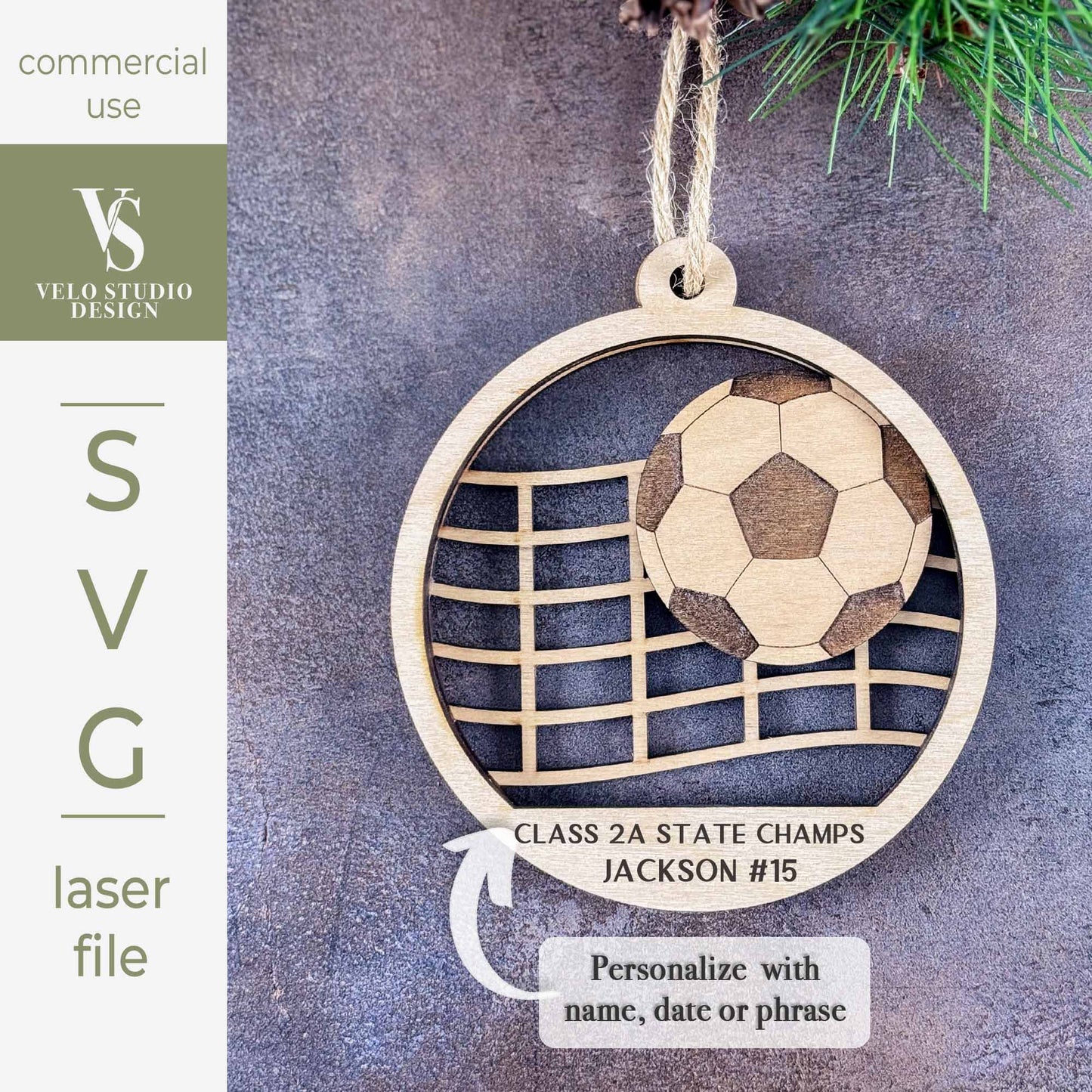 Soccer Ornament SVG | Personalized Laser Cut File