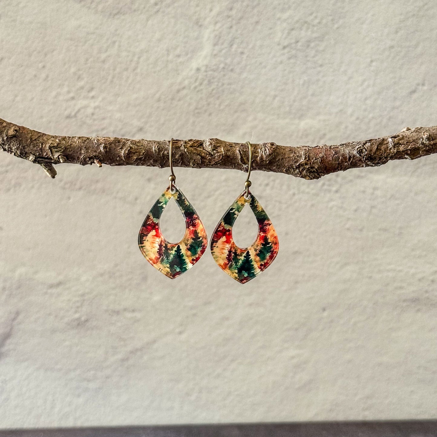 Retro Forest Teardrop Dangle Earrings