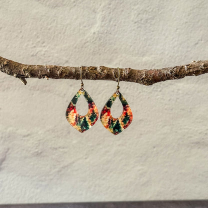 Retro Forest Teardrop Dangle Earrings