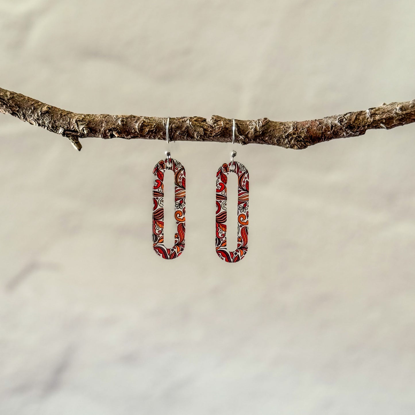 Autumn Dangle Long Oval Earrings
