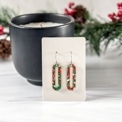 Holiday Glitter Dangle Earrings
