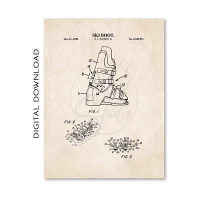 Ski Boot Patent Wall Art - PRINTABLE DIGITAL DOWNLOAD