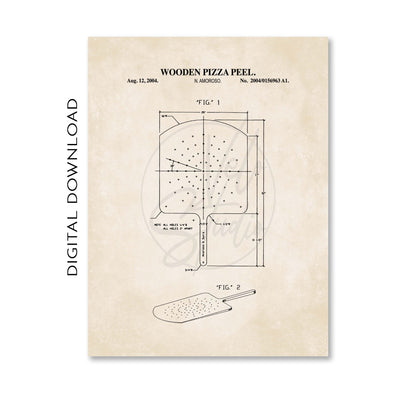 Pizza Peel Patent Wall Art  - PRINTABLE DIGITAL DOWNLOAD