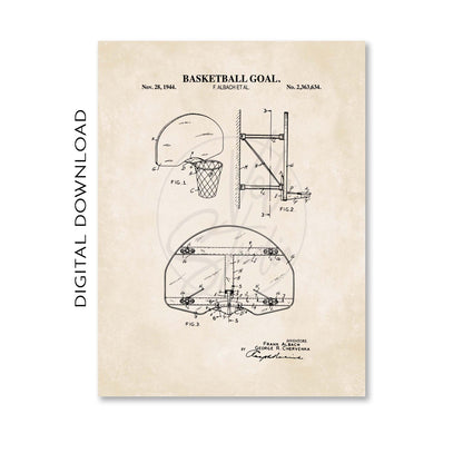 Basketball Goal Patent Wall Art Print - PRINTABLE DIGITAL DOWNLOAD