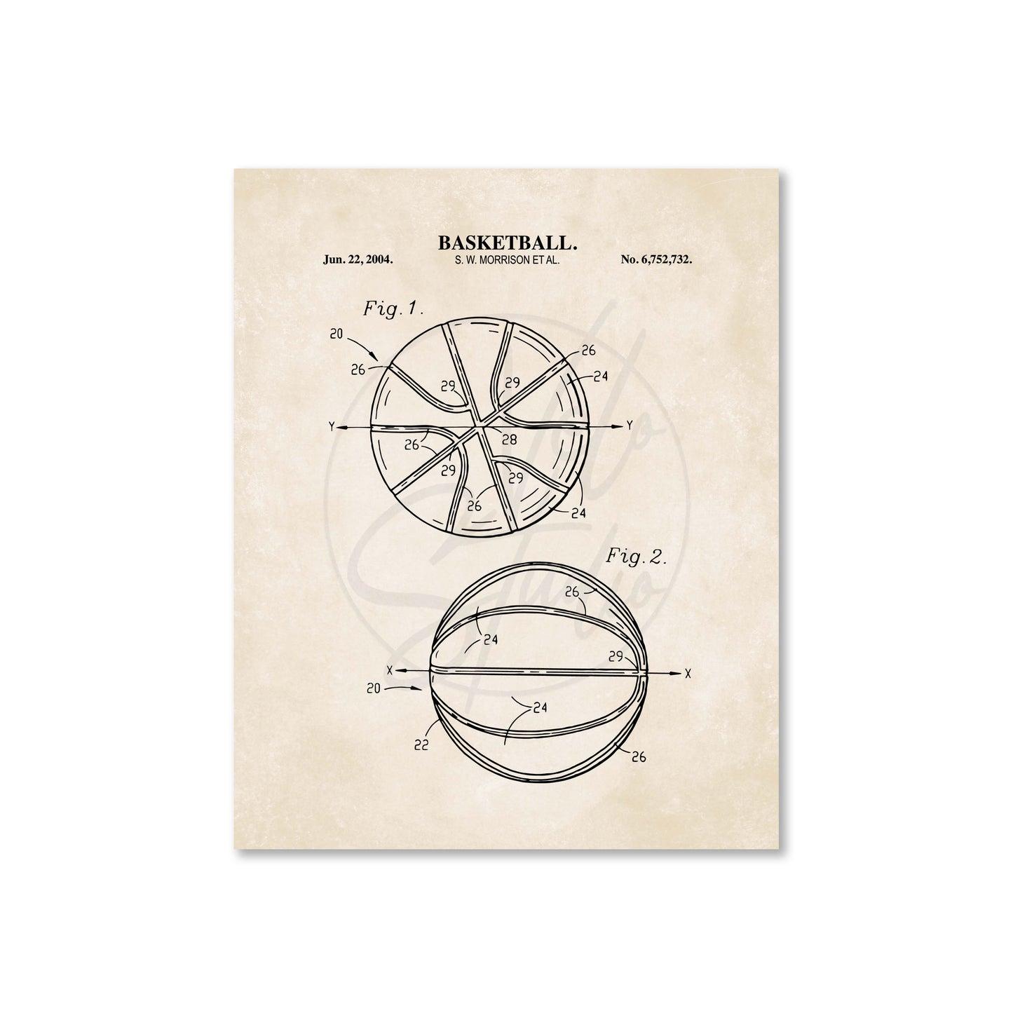 Basketball Patent Wall Art - Ready to Frame Print