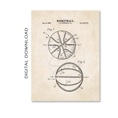 Basketball Patent Wall Art Print - PRINTABLE DIGITAL DOWNLOAD