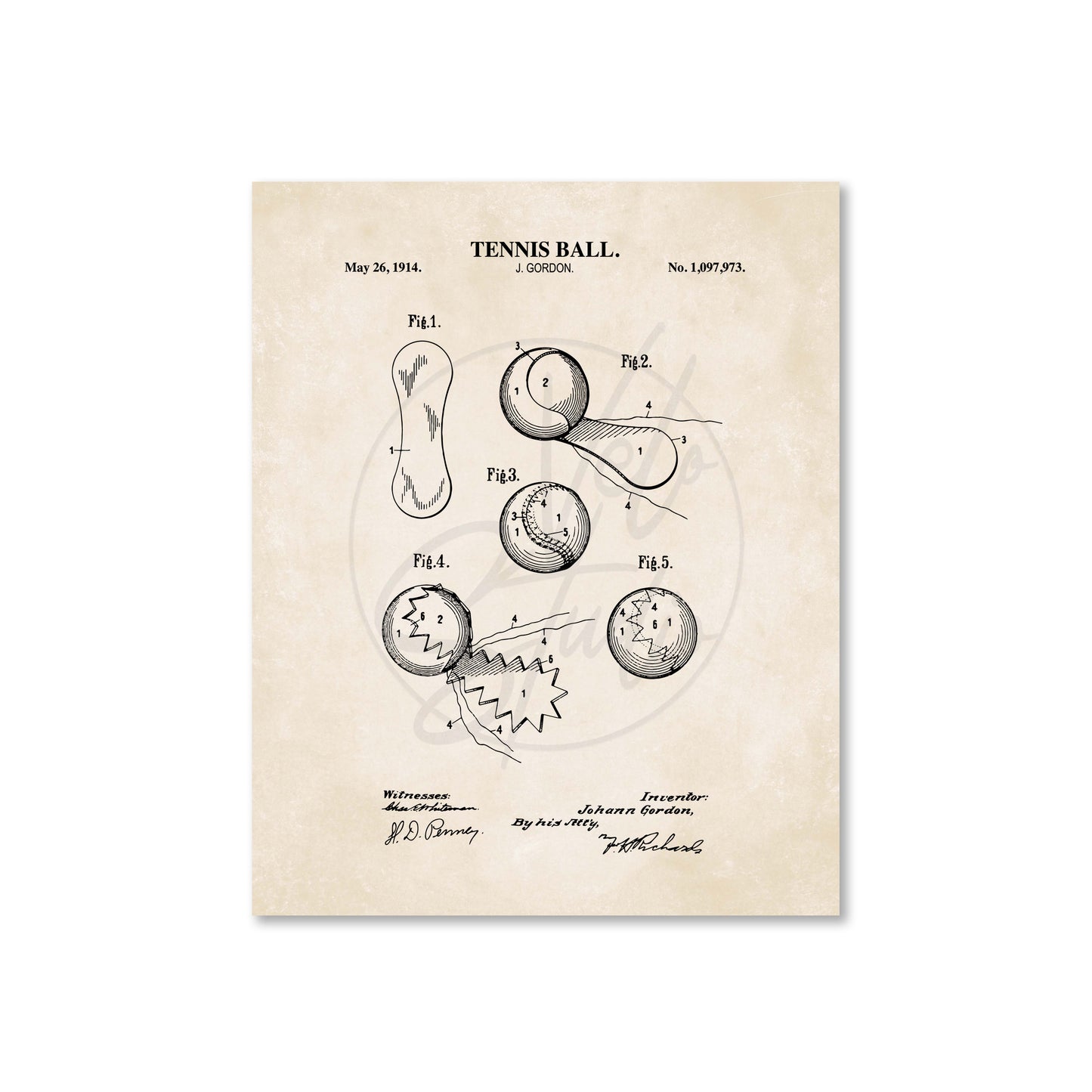 Tennis Ball Patent Wall Art - Ready to Frame Print