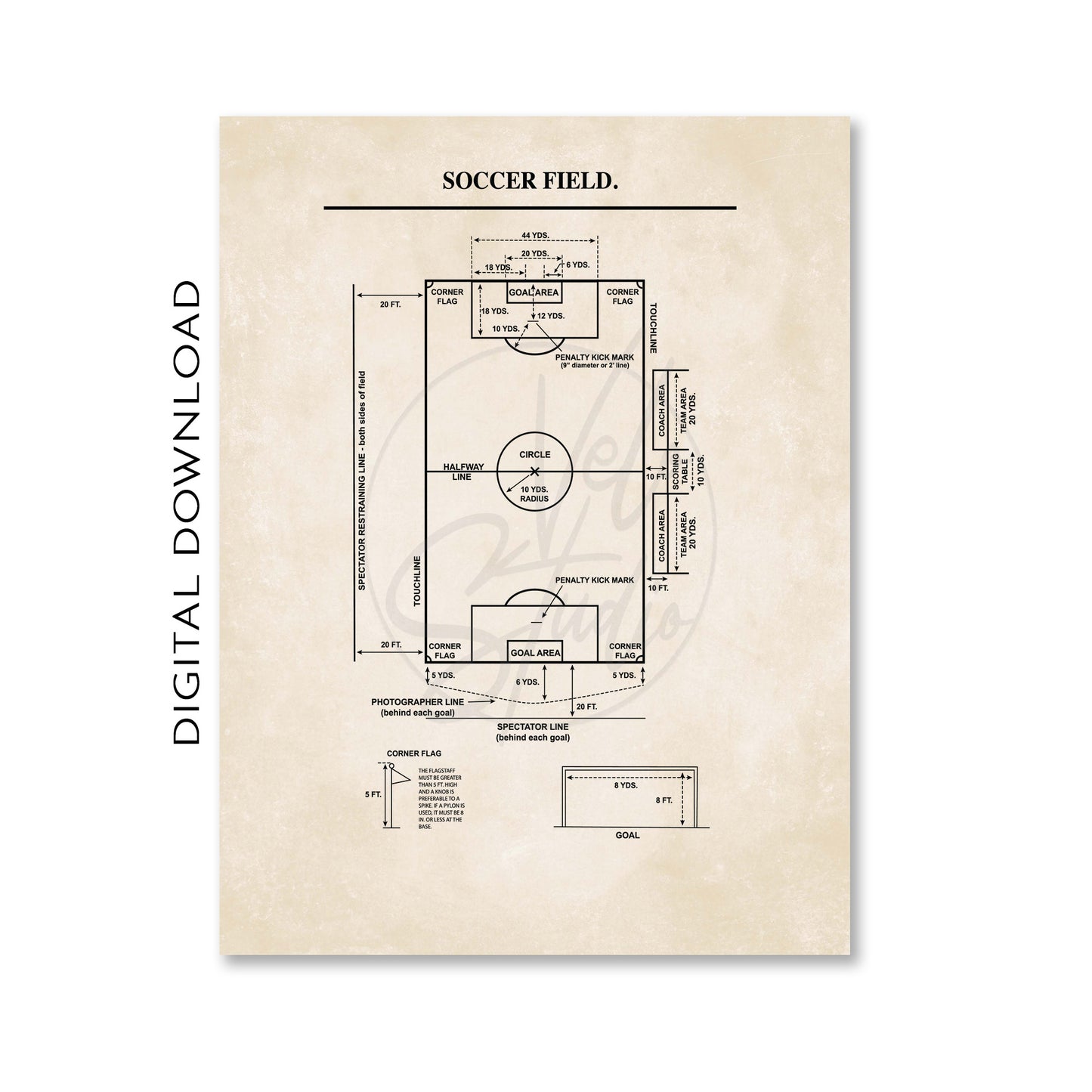 Soccer Field Diagram Wall Art Print - DIGITAL DOWNLOAD