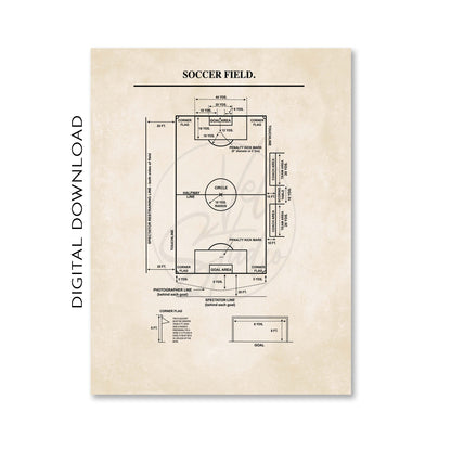 Soccer Field Diagram Wall Art Print - DIGITAL DOWNLOAD