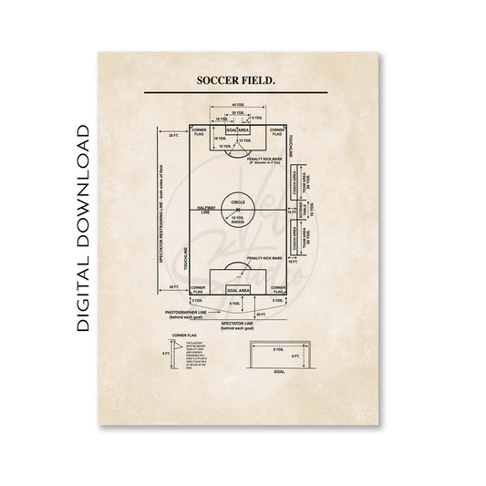 Soccer Field Diagram Wall Art Print - DIGITAL DOWNLOAD